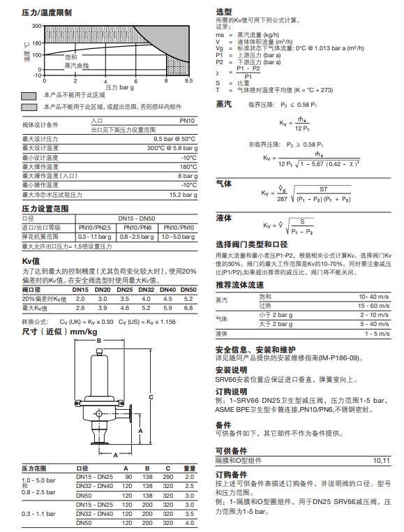 SRV66衛(wèi)生型減壓閥技術參數(shù)