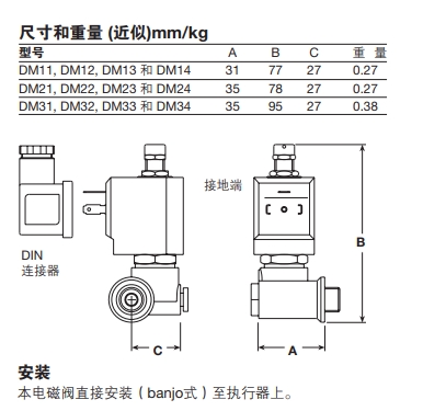 斯派莎克DM型電磁閥尺寸重量