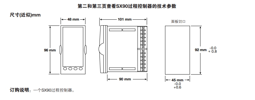 SX90過程控制器尺寸圖